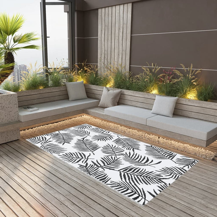 Vidaxl außerhalb Teppich 160x230 cm pp weiß und schwarz