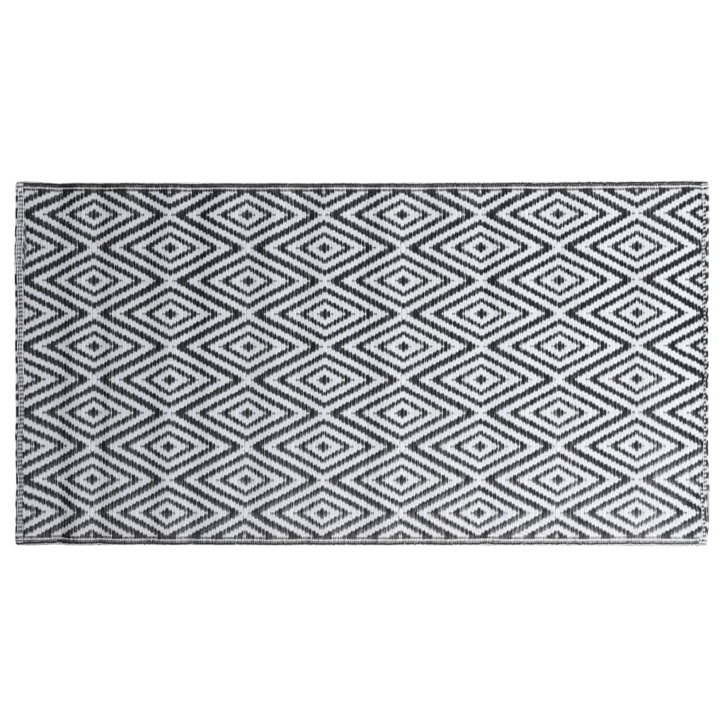 Vidaxl außerhalb Teppich 120x180 cm pp weiß und schwarz