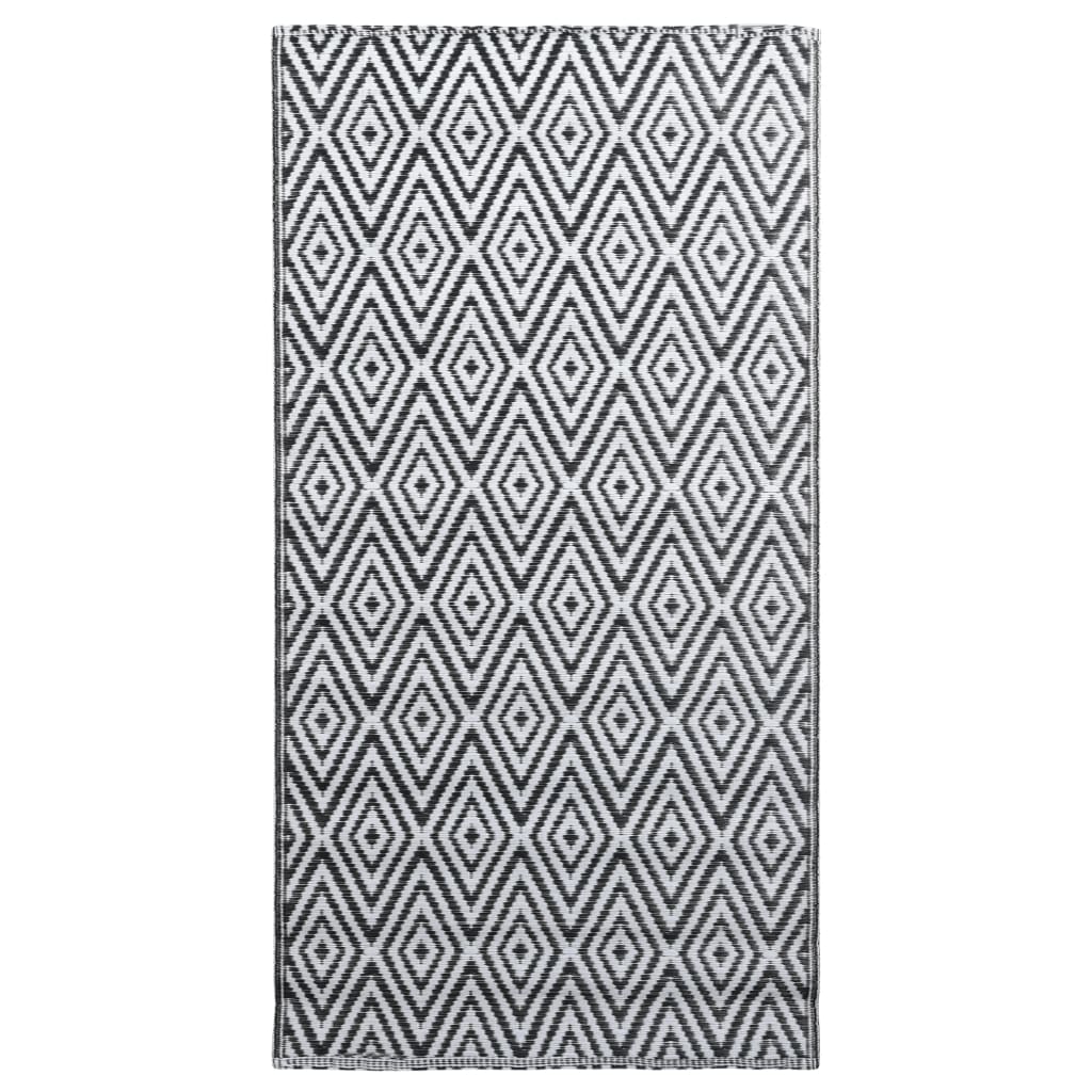 Vidaxl außerhalb Teppich 160x230 cm pp weiß und schwarz