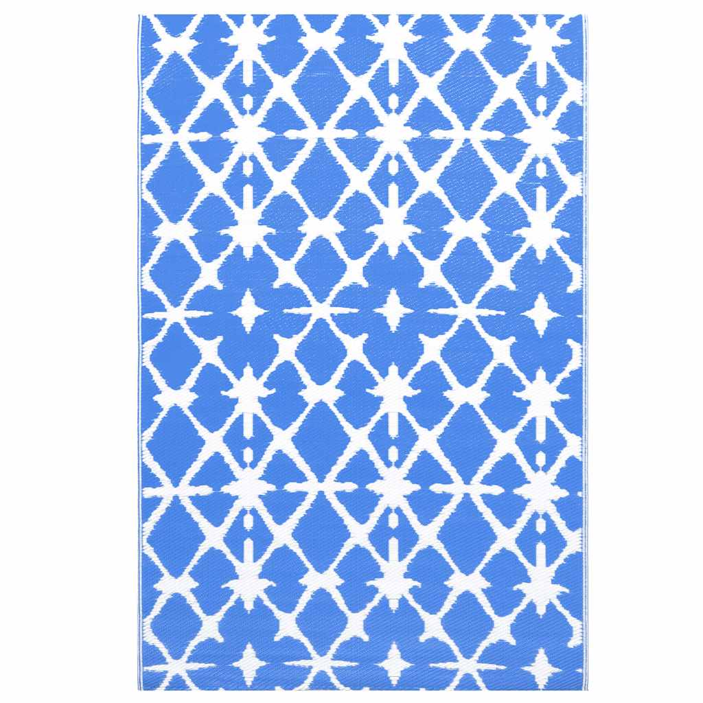 Vidaxl außerhalb Teppich 80x150 cm pp blau und weiß