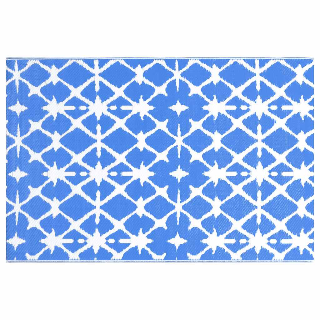 Vidaxl außerhalb Teppich 80x150 cm pp blau und weiß