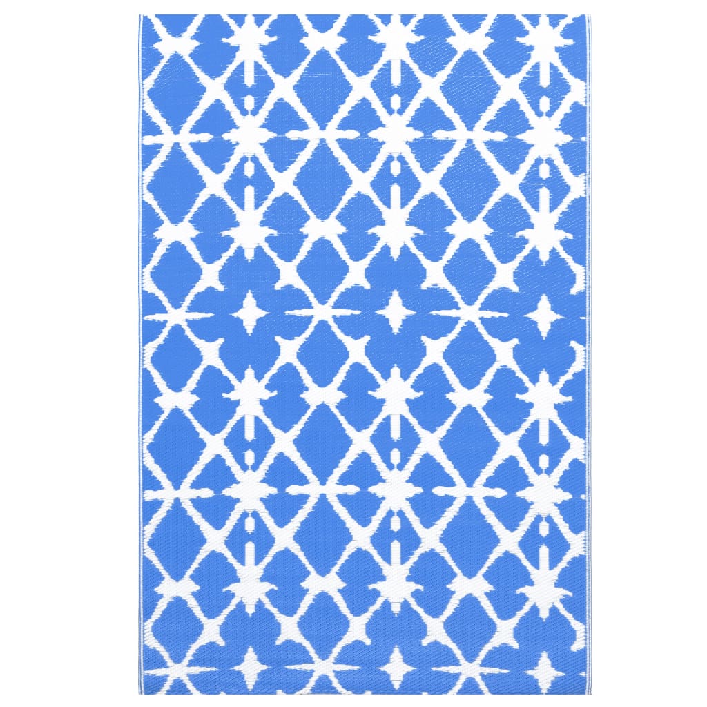 Vidaxl außerhalb des Teppichs 190x290 cm pp blau und weiß