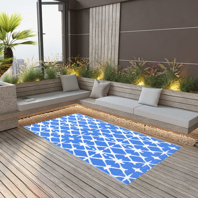 Vidaxl außerhalb des Teppichs 190x290 cm pp blau und weiß