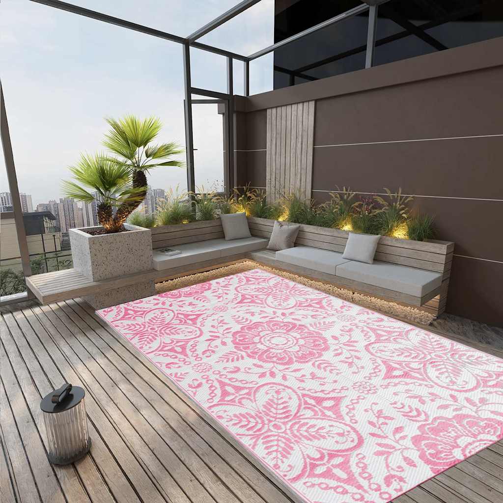 Vidaxl außerhalb Teppich 190x290 cm pp Pink