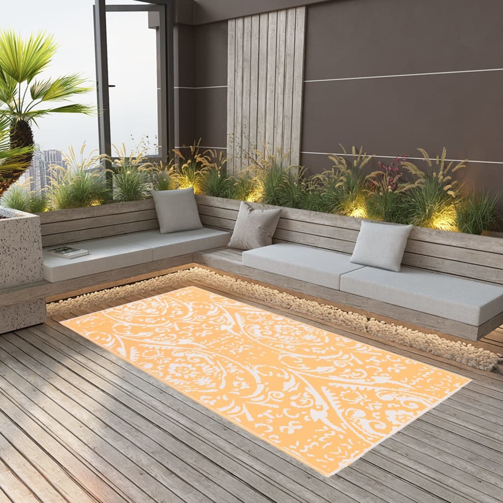 Vidaxl außerhalb Teppich 120x180 cm PP Orange und Weiß