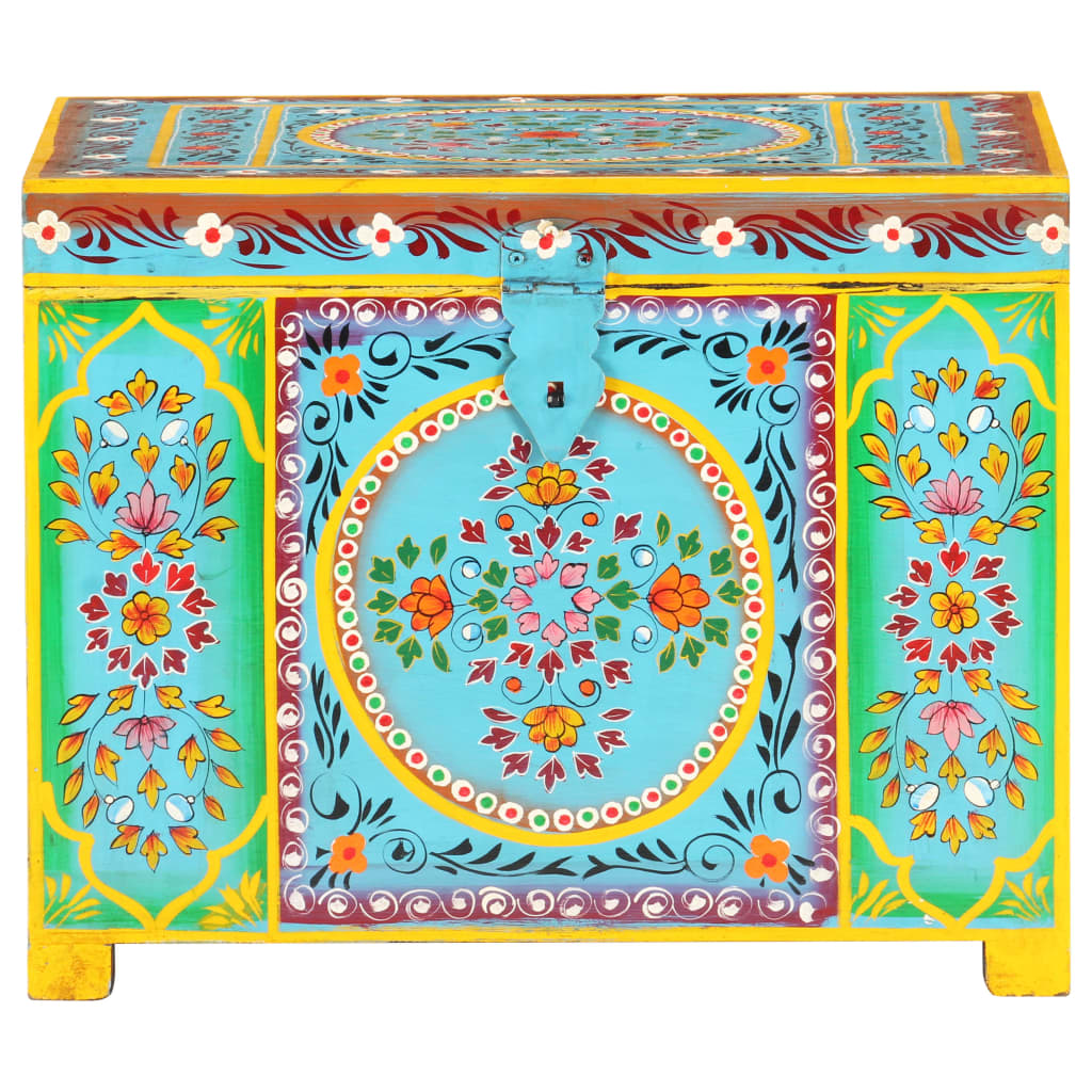 Vidaxl Storage Box Hand bemalt 50 x 40 x 40 cm Festes Mangoholz