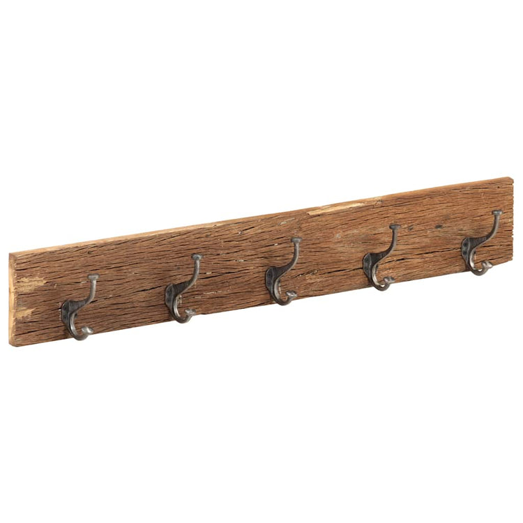 VIDAXL -Wandbedeckungsregal mit 5 Haken 100x2,5x15 cm Festes Recyclingholz