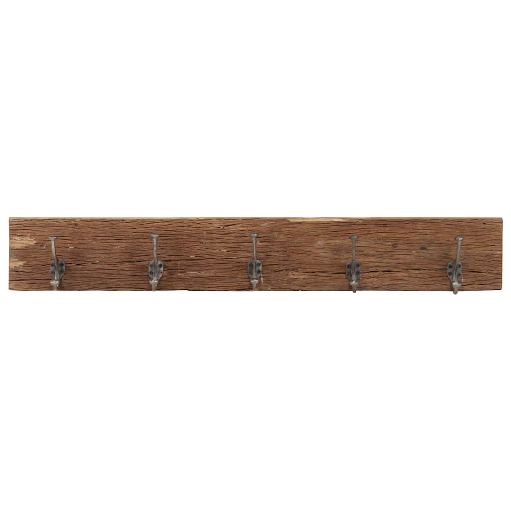 VIDAXL -Wandbedeckungsregal mit 5 Haken 100x2,5x15 cm Festes Recyclingholz