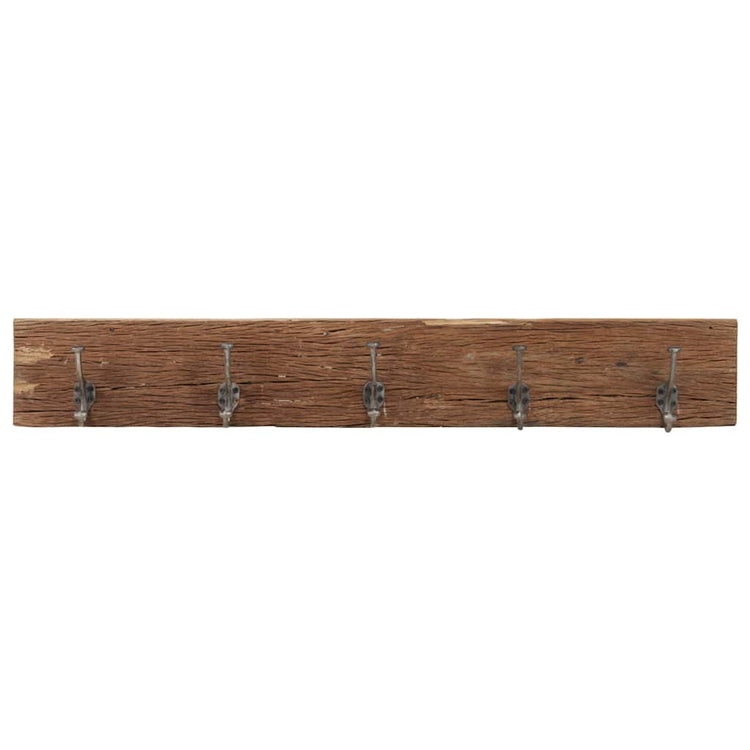 VIDAXL -Wandbedeckungsregal mit 5 Haken 100x2,5x15 cm Festes Recyclingholz