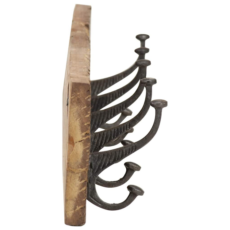 VIDAXL -Wandbedeckungsregal mit 5 Haken 100x2,5x15 cm Festes Recyclingholz