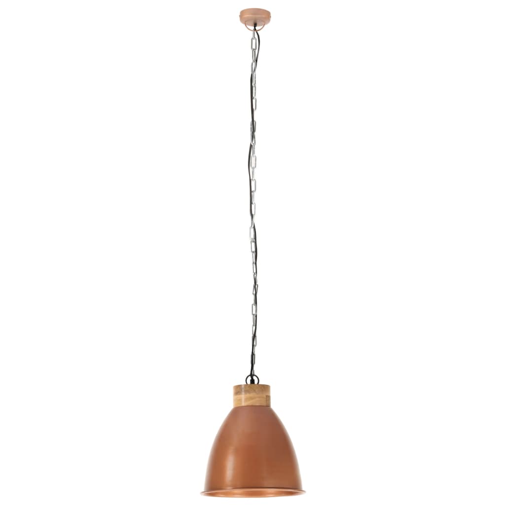 Vidaxl Hanging Lamp Industrial E27 35 cm Eisen und Massivholz Kupferfarbe