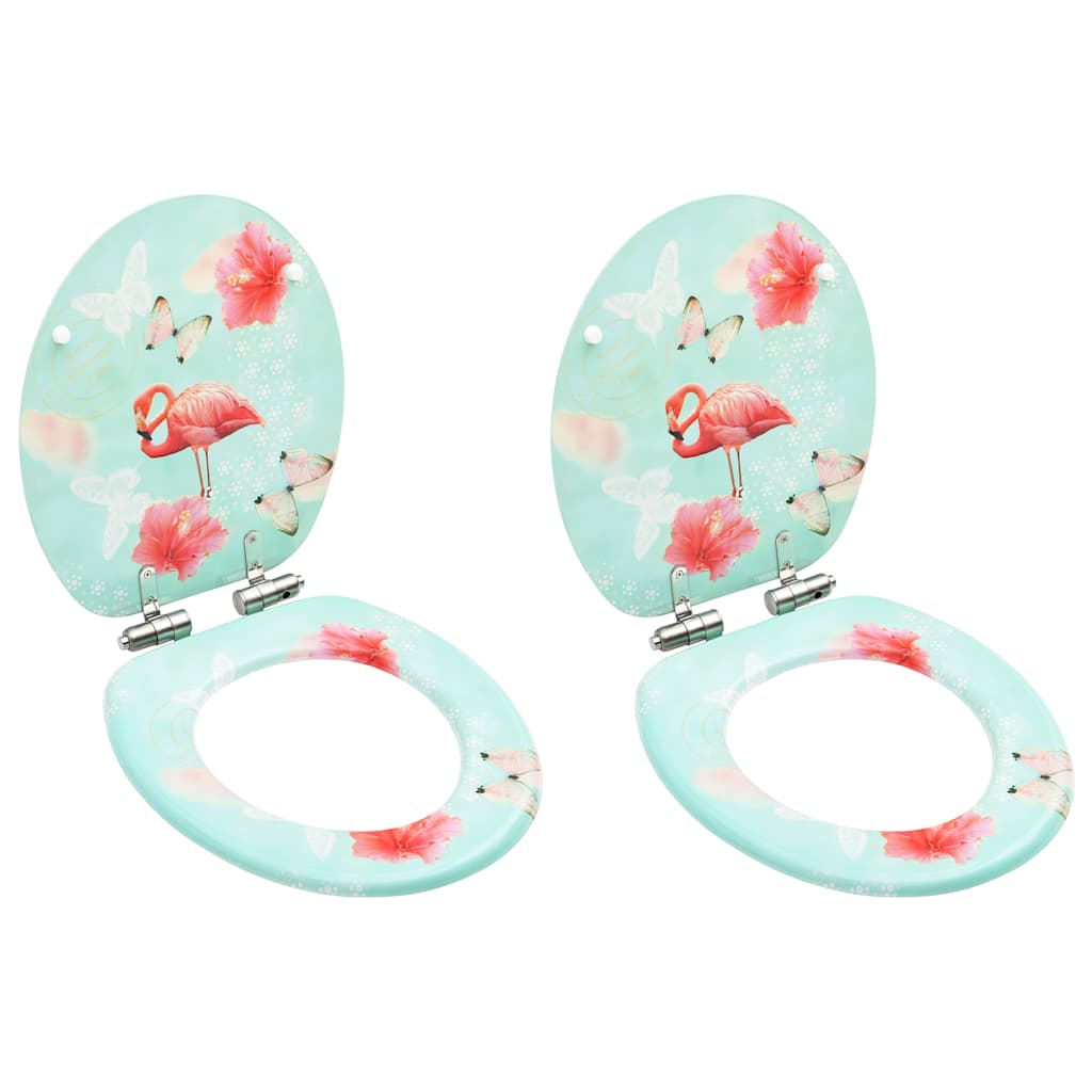 Vidaxl-Toilettensitze mit Soft-Close-Deckel 2 St Flamingo MDF