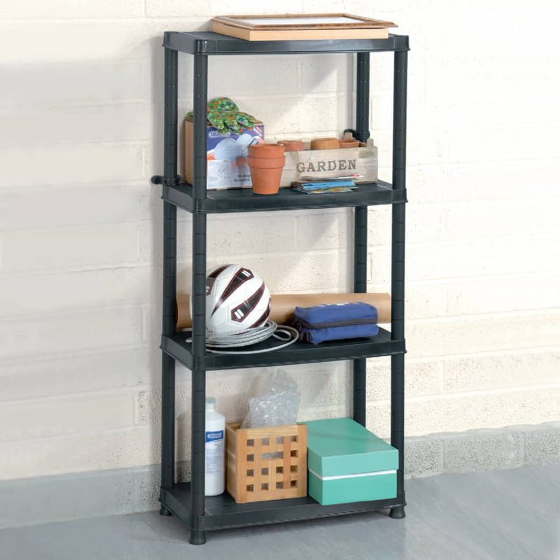VIDAXL-LAGER RAKE 4-Layer 61x30.5x130 cm Kunststoff Schwarz