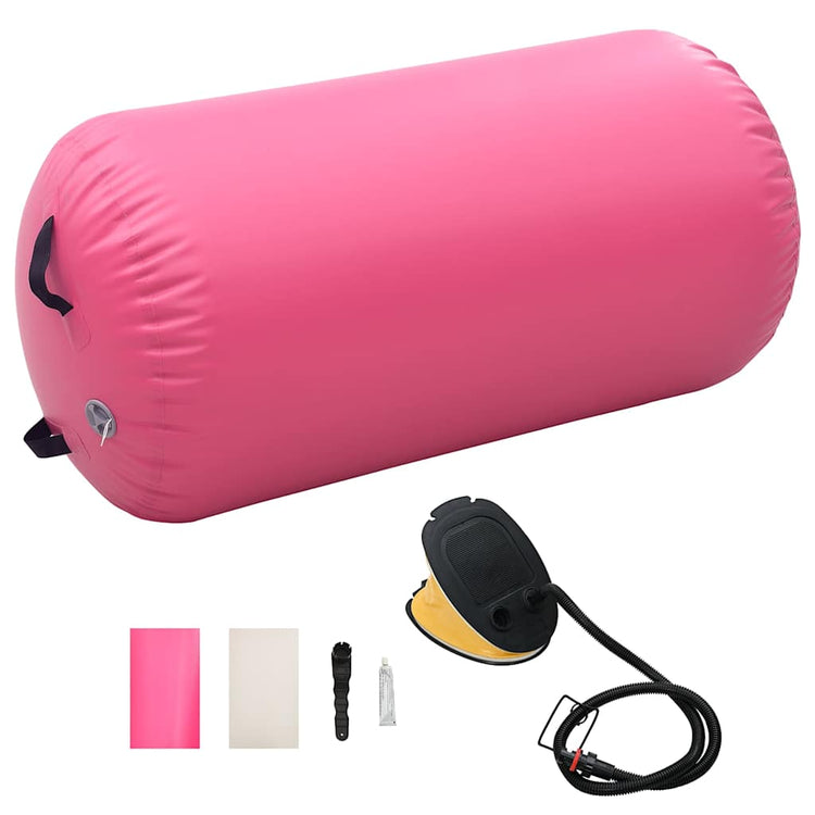 VIDAXL Gymnastics Rolle mit Pumpen aufblasbar 120 x 75 cm PVC Pink