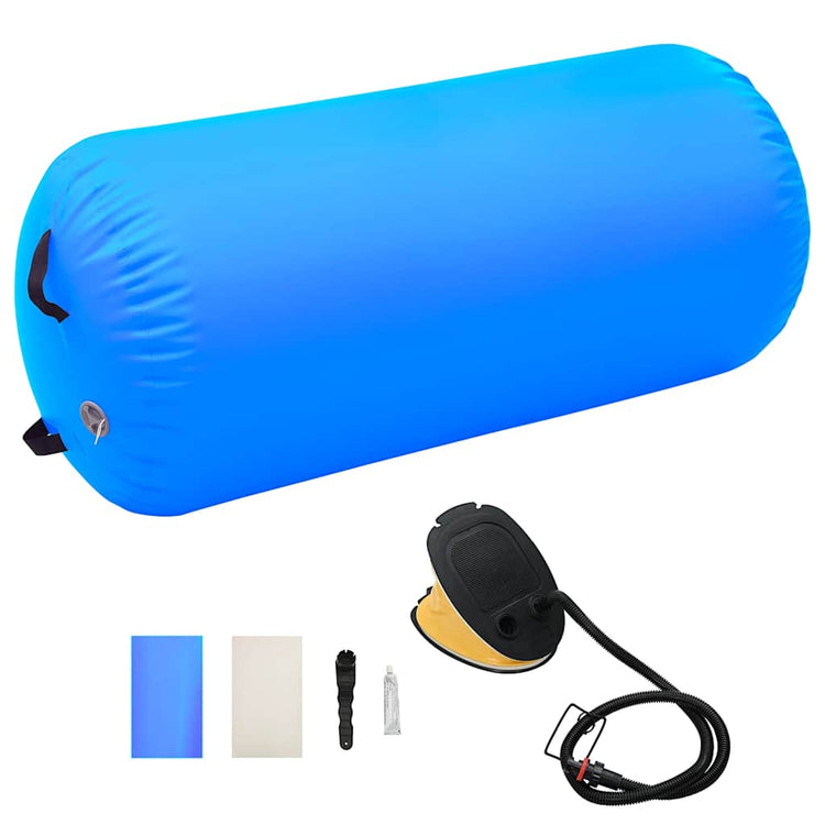 VIDAXL Gymnastics Rolle mit Pumpen aufblasbar 120 x 90 cm PVC Blau