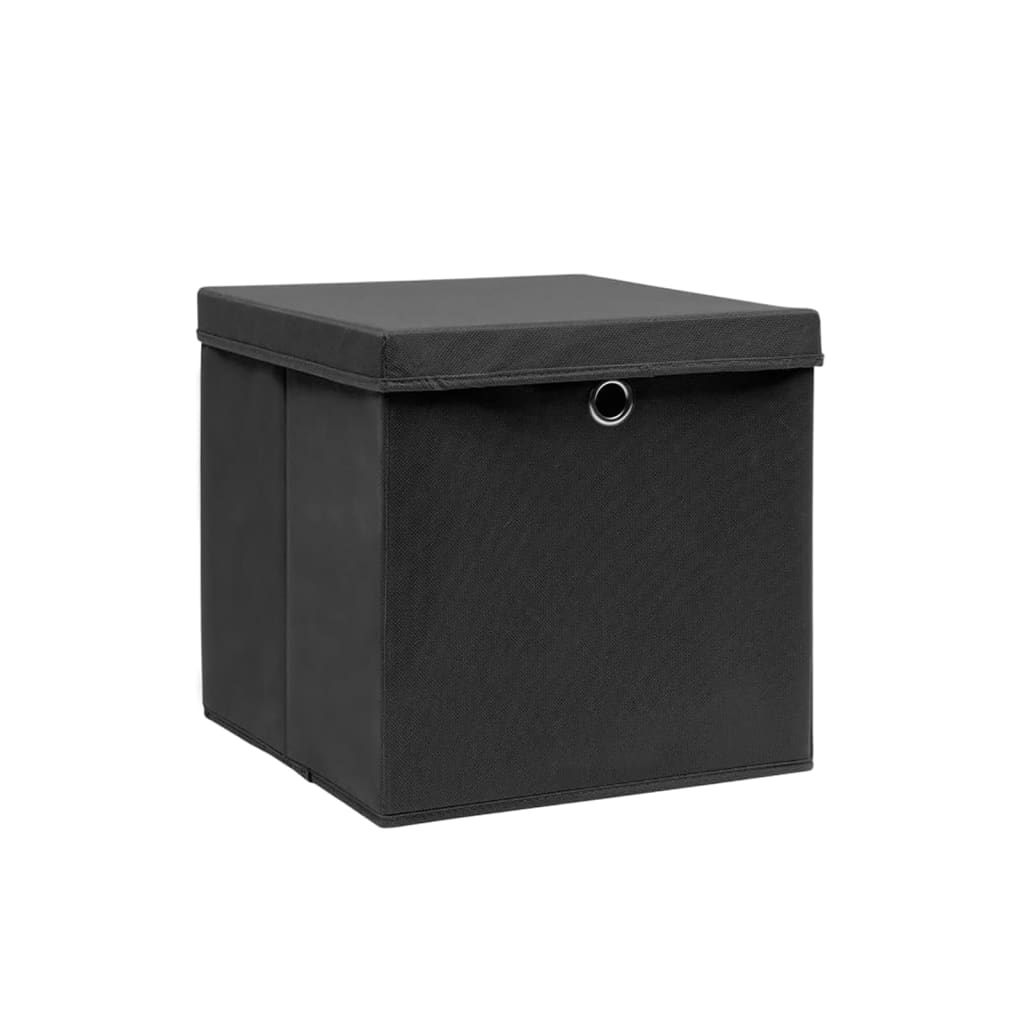 VIDAXL -Speicherboxen mit Deckel 4 PCs 28x28x28 cm schwarz