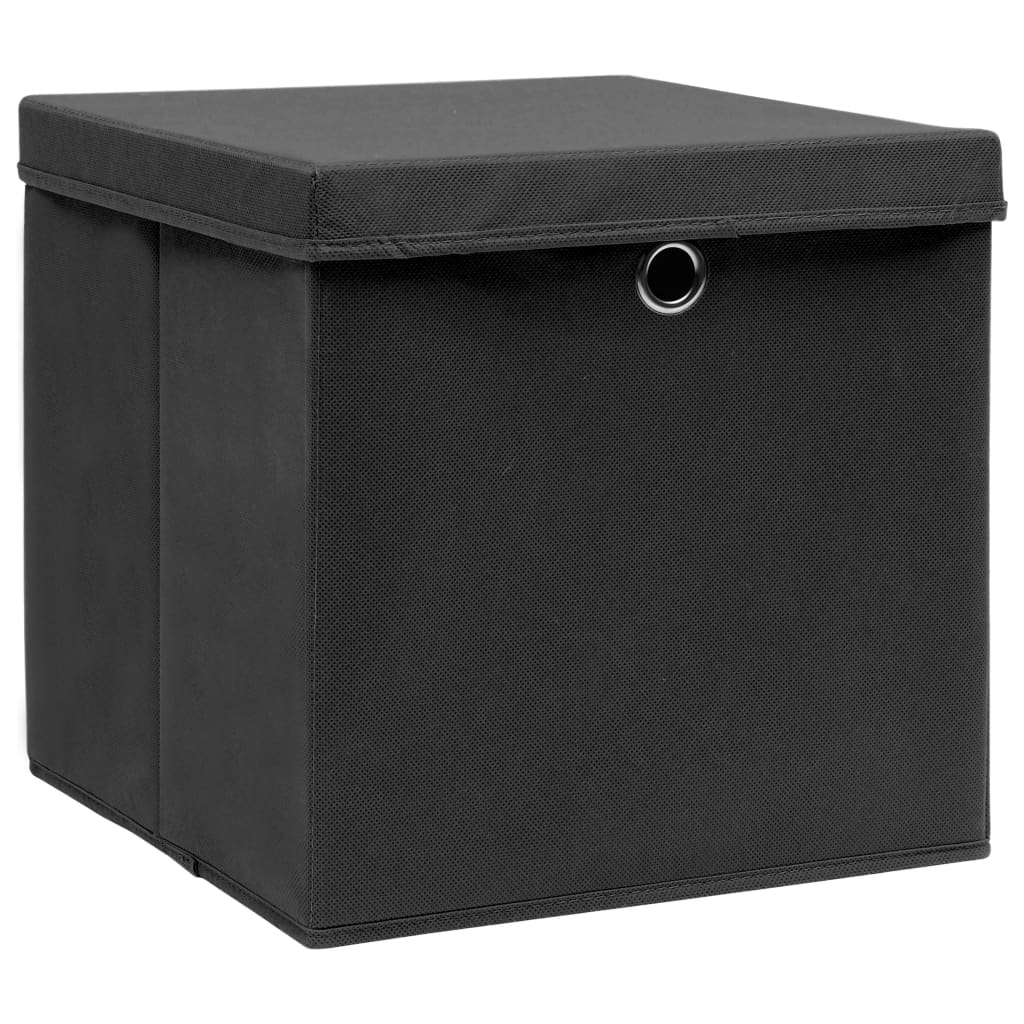 VIDAXL -Speicherboxen mit Deckel 4 PCs 28x28x28 cm schwarz