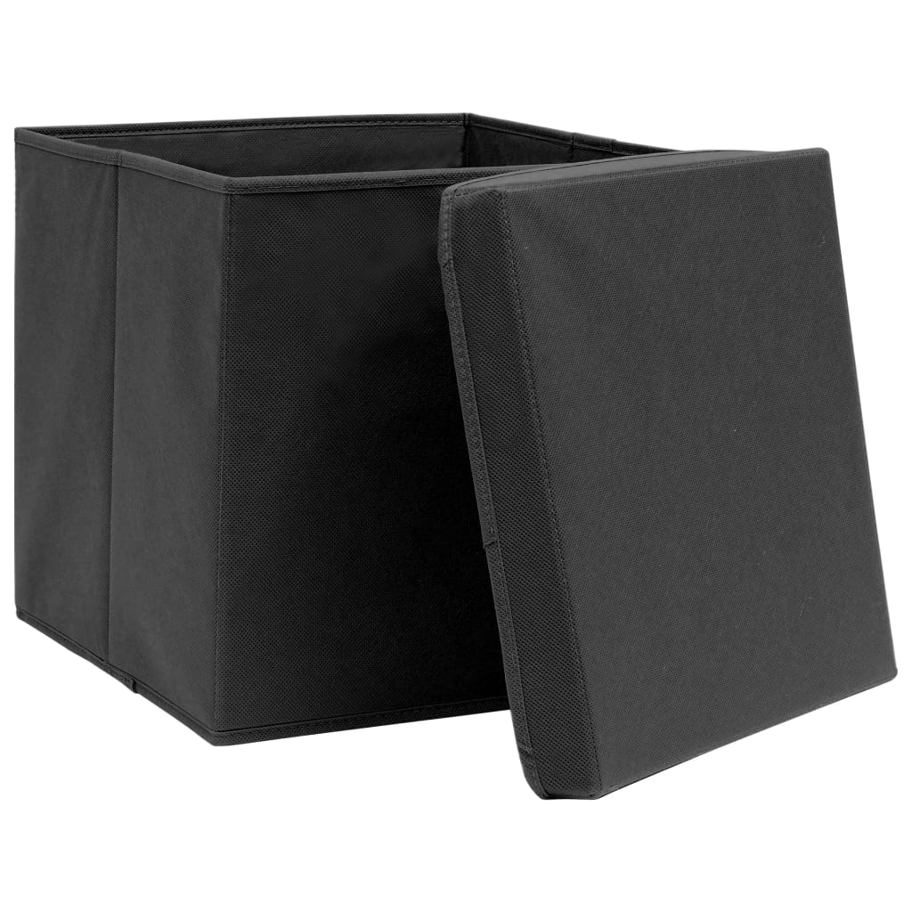 VIDAXL -Speicherboxen mit Deckel 10 ST 28x28x28 cm Schwarz