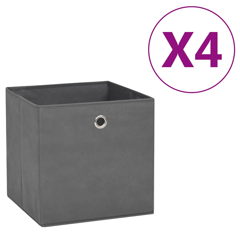 VIDAXL -Speicherboxen 4 PCs 28x28x28 cm Nicht -verwobener Stoff grau
