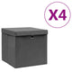 VIDAXL -Speicherboxen mit Deckel 4 PCs 28x28x28 cm schwarz