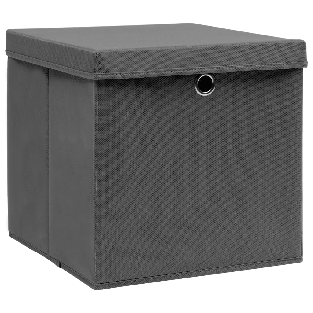 VIDAXL -Speicherboxen mit Deckel 4 PCs 28x28x28 cm schwarz