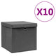 VIDAXL -Speicherboxen mit Deckel 10 PCs 28x28x28 cm grau
