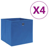 VIDAXL -Speicherboxen 4 PCs 28x28x28 cm Nicht -verwobenes Stoff blau - afbeelding 1