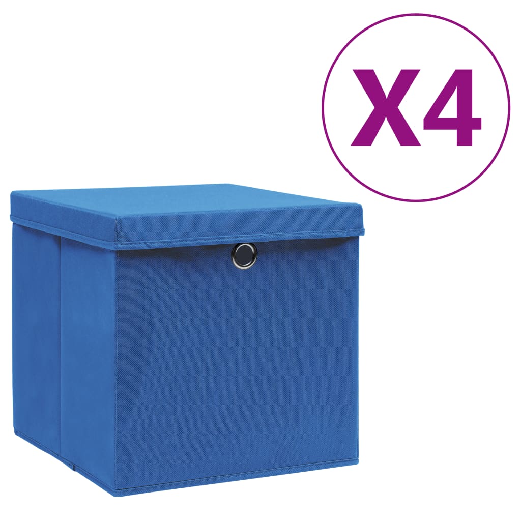 VIDAXL -Speicherboxen mit Deckel 4 PCs 28x28x28 cm blau