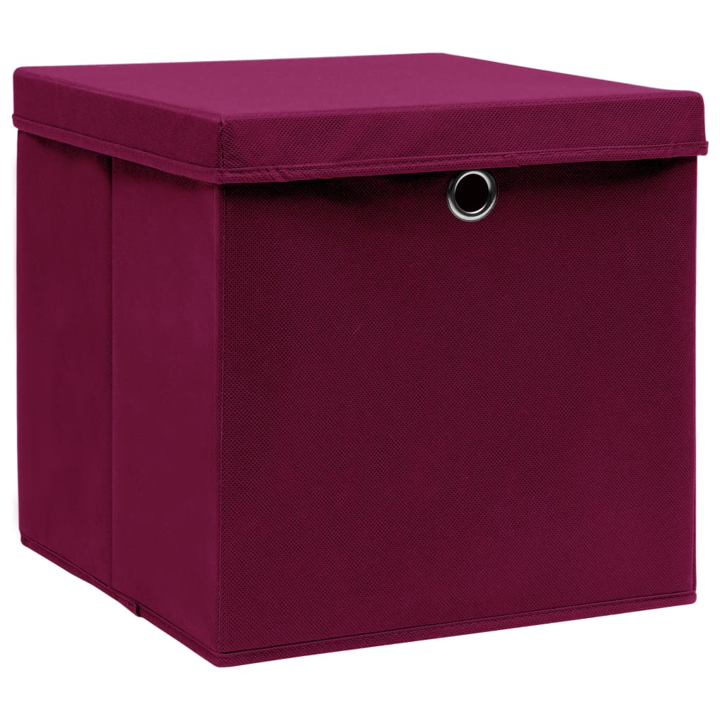 VIDAXL -Speicherboxen mit Deckel 4 PCs 28x28x28 cm dunkelrot