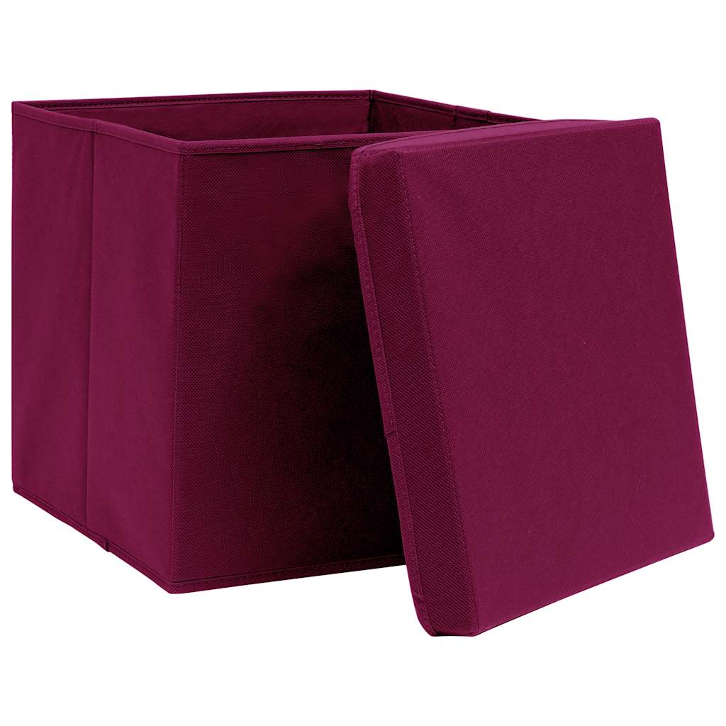 VIDAXL -Speicherboxen mit Deckel 4 PCs 28x28x28 cm dunkelrot