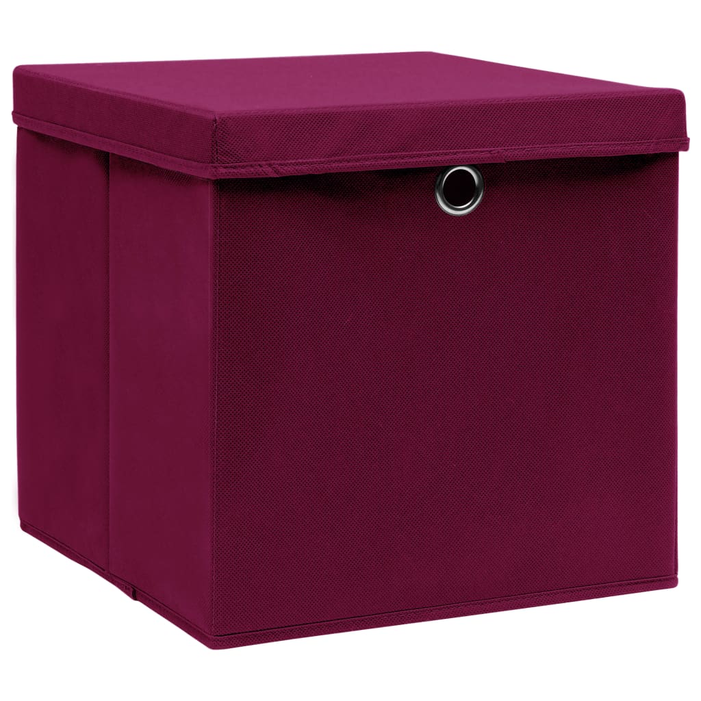 VIDAXL -Speicherboxen mit Deckel 10 ST 28x28x28 cm dunkelrot