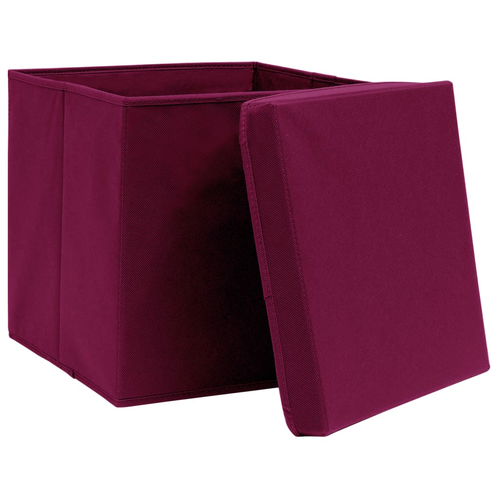 VIDAXL -Speicherboxen mit Deckel 10 ST 28x28x28 cm dunkelrot
