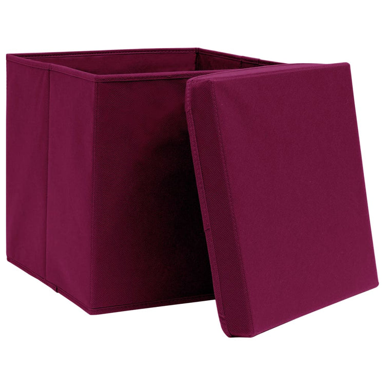 VIDAXL -Speicherboxen mit Deckel 10 ST 28x28x28 cm dunkelrot