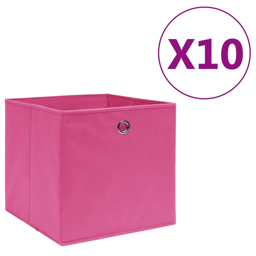 VIDAXL -Speicherboxen 10 ST 28x28x28 cm Nicht -verwobenes Stoff rosa
