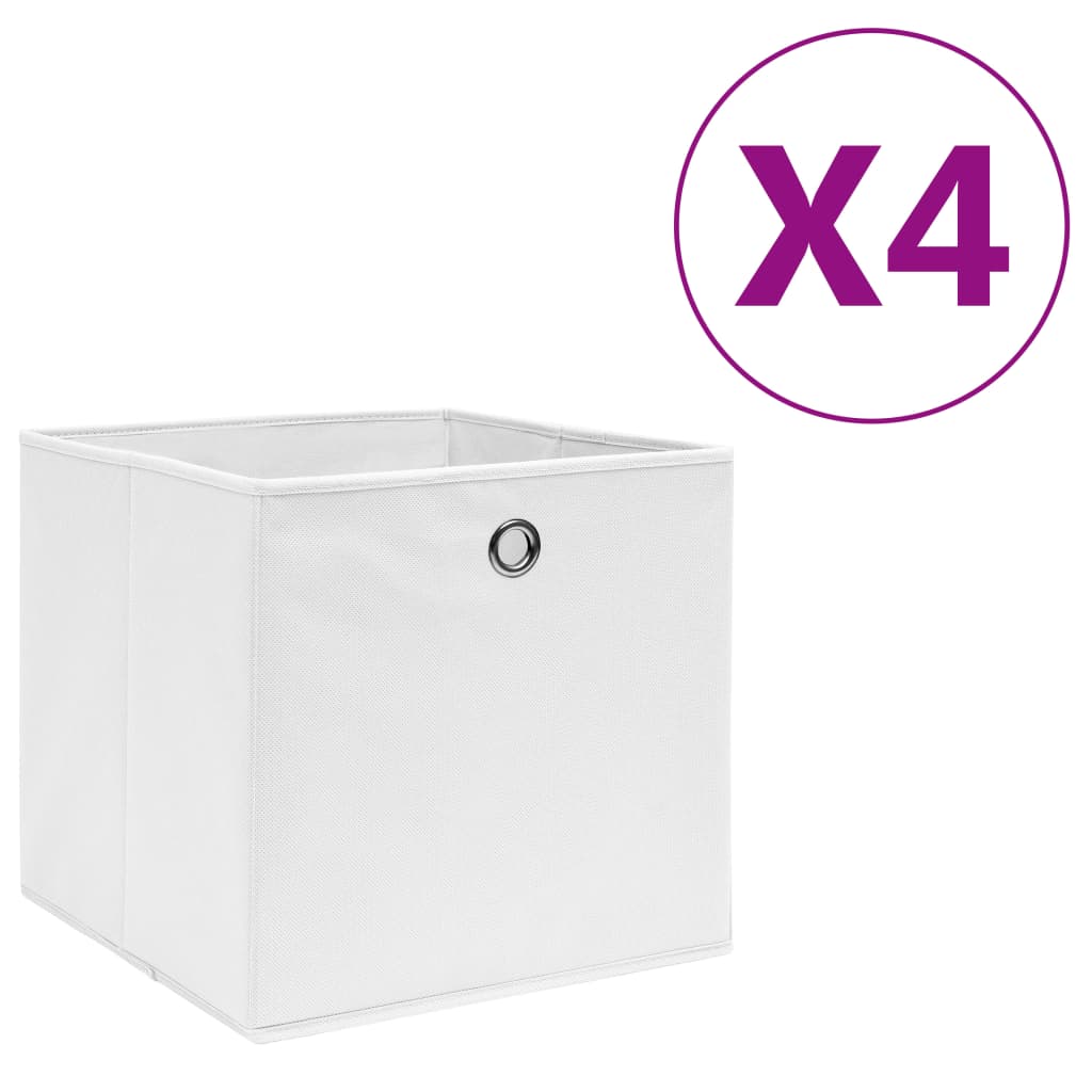 VIDAXL -Speicherboxen 4 PCs 28x28x28 cm Nicht -verwobenes Gewebe weiß