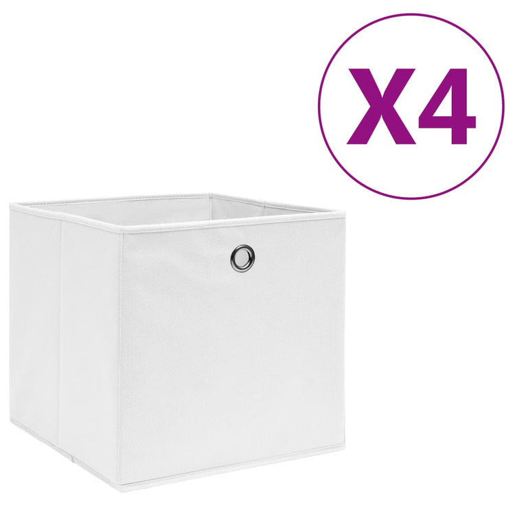 VIDAXL -Speicherboxen 4 PCs 28x28x28 cm Nicht -verwobenes Gewebe weiß