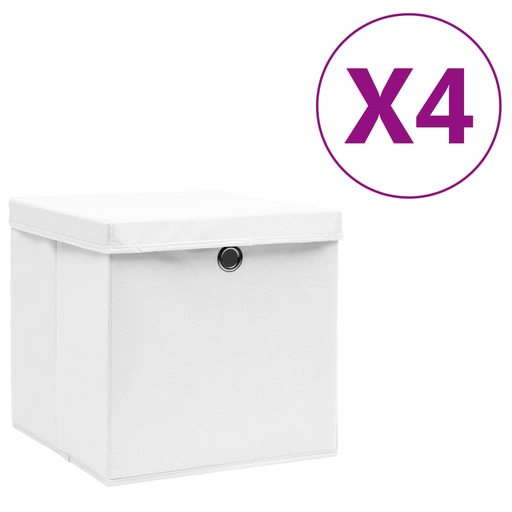 VIDAXL -Speicherboxen mit Deckel 4 PCs 28x28x28 cm weiß