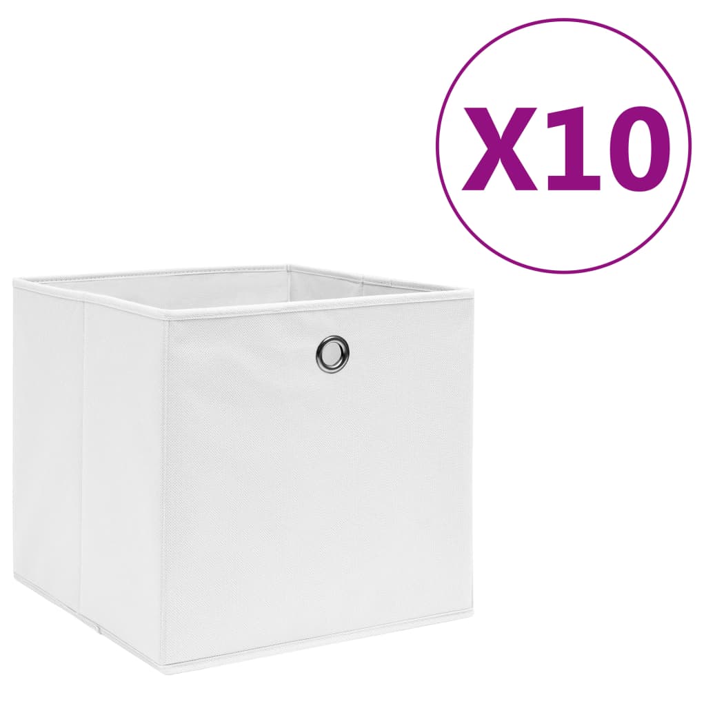 VIDAXL -Speicherboxen 10 PCs 28x28x28 cm Nicht -verwobenes Gewebe weiß