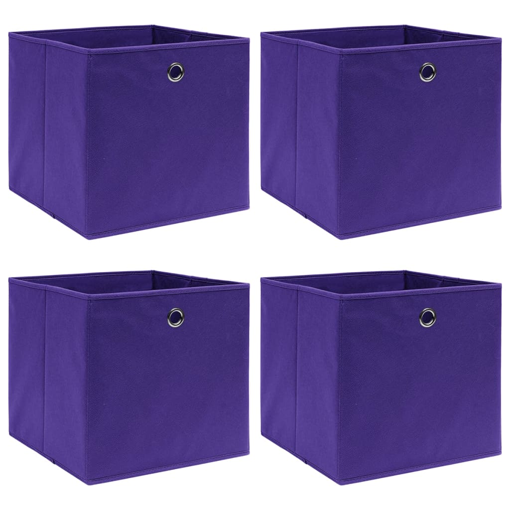 VIDAXL -Speicherboxen 4 PCs 28x28x28 cm Nicht -verwobenes Stoff lila lila