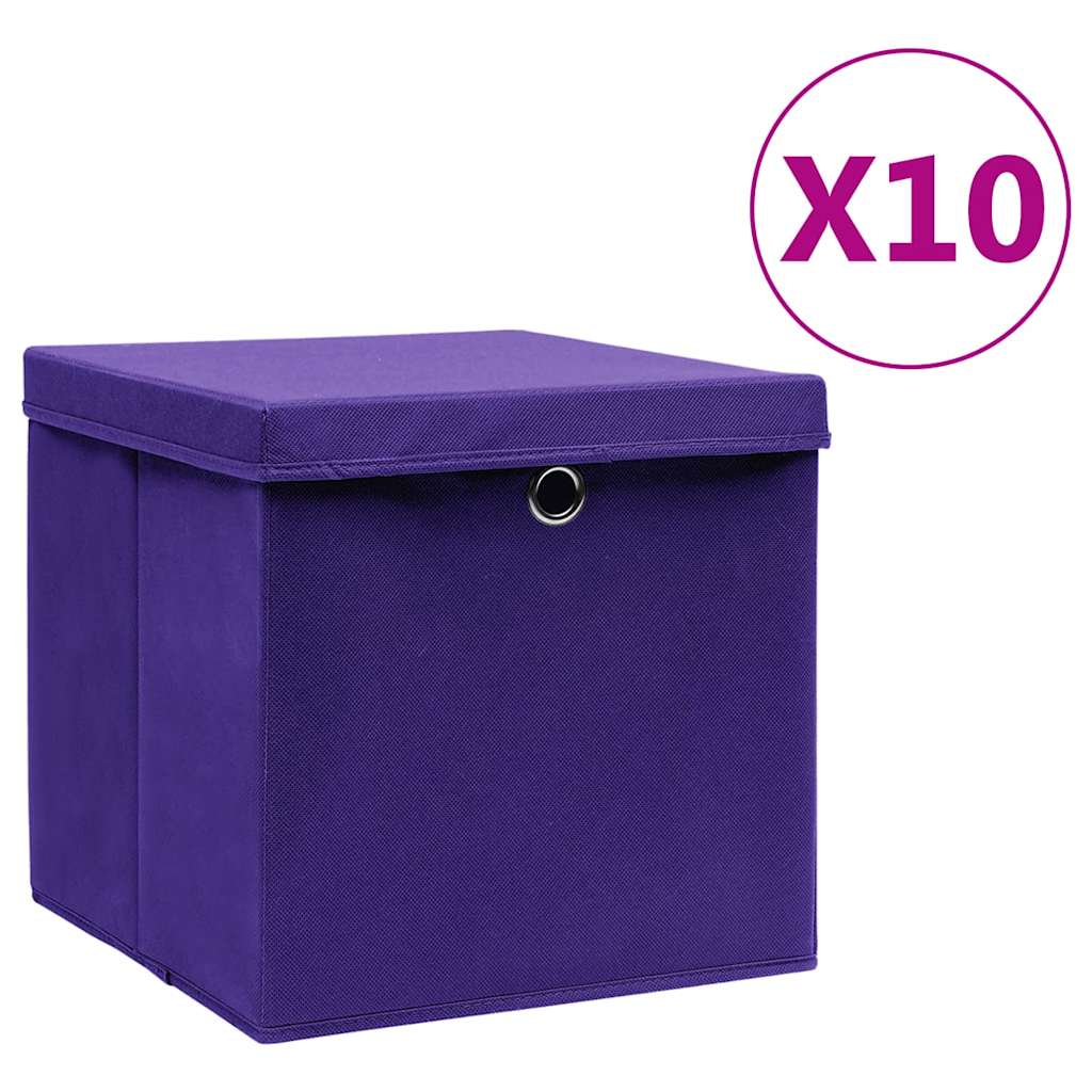 Vidaxl -Speicherboxen mit Deckel 10 ST 28x28x28 cm lila