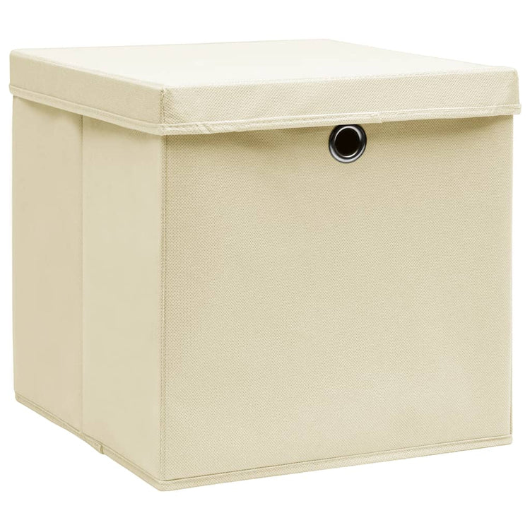 VIDAXL -Speicherboxen mit Deckel 4 -PCs 28x28x28 cm creme -colored