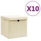 VIDAXL -Speicherboxen mit Deckel 10 PCs 28x28x28 cm cremefarben -geleitet