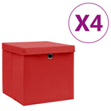 VIDAXL -Speicherboxen mit Deckel 4 PCs 28x28x28 cm rot - afbeelding 1