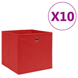 VIDAXL -Speicherboxen 10 PCs 28x28x28 cm Nicht -verwobener Stoff rot - afbeelding 1