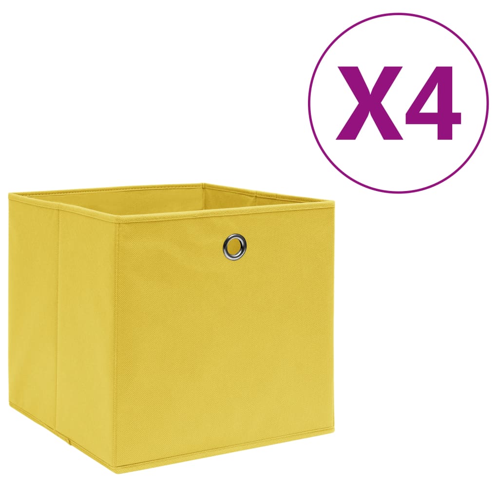 VIDAXL -Speicherboxen 4 PCs 28x28x28 cm Nicht -verwobener Stoff gelbgelb