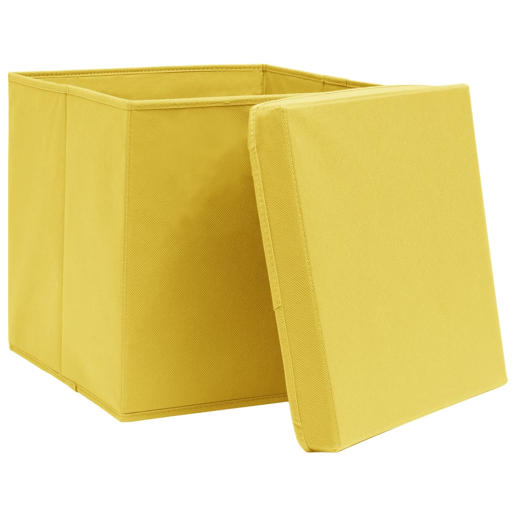 Vidaxl -Speicherboxen mit Deckel 10 ST 28x28x28 cm Gelb