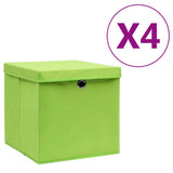 VIDAXL -Speicherboxen mit Deckel 4 PCs 28x28x28 cm Grün - afbeelding 1