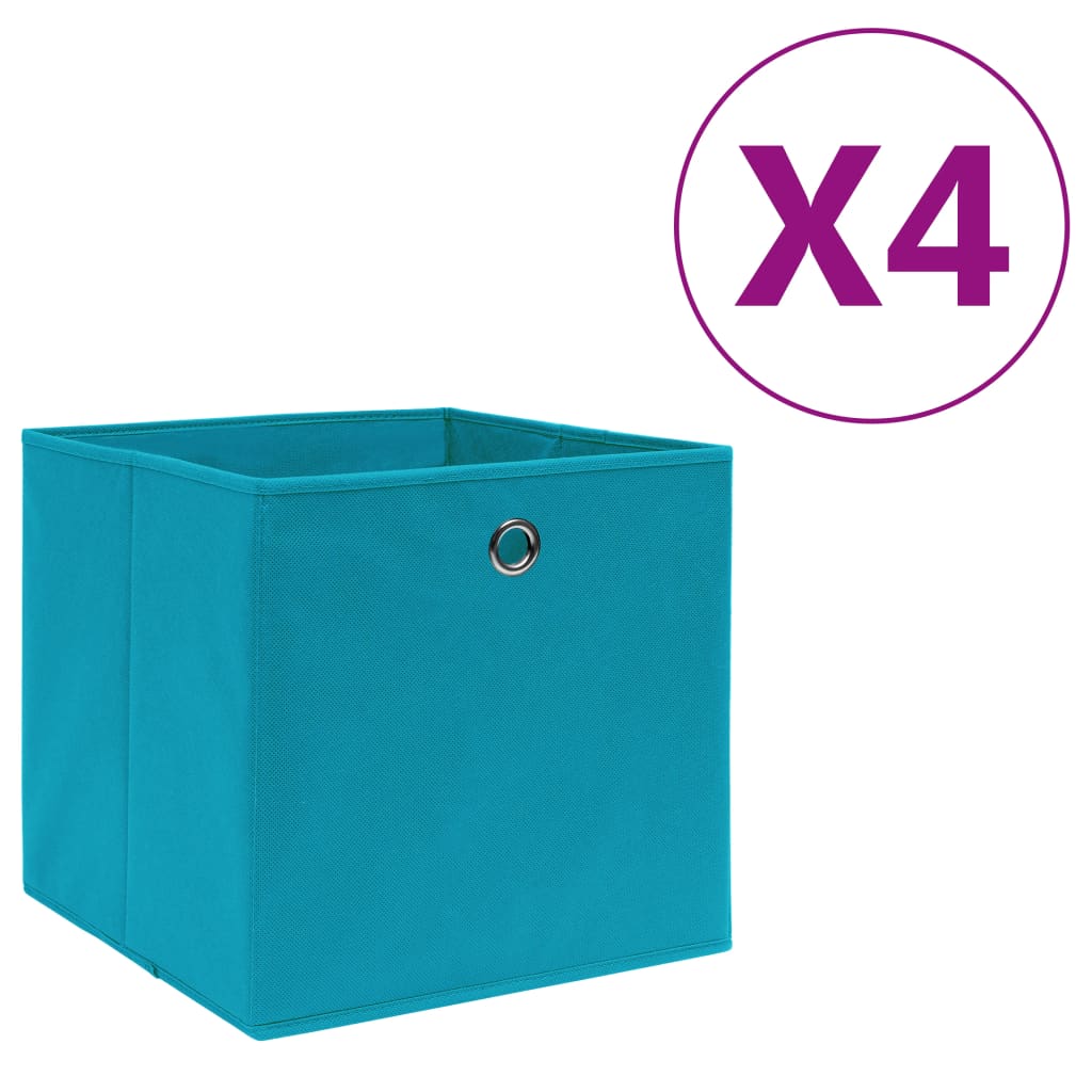 VIDAXL -Speicherboxen 4 PCs 28x28x28 cm Nicht -verwobenes Stoff Baby Blau