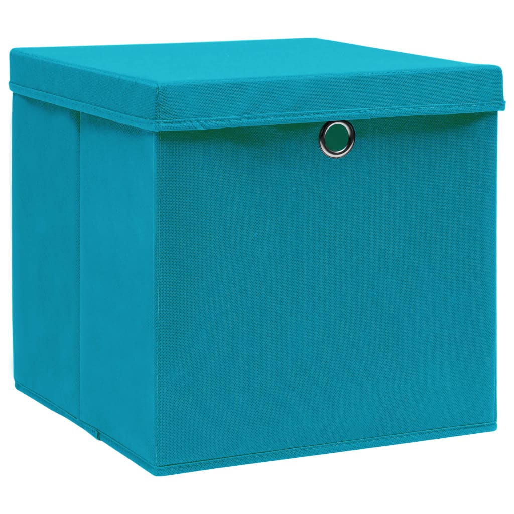 Vidaxl -Speicherboxen mit Deckel 10 ST 28x28x28 cm Baby Blau