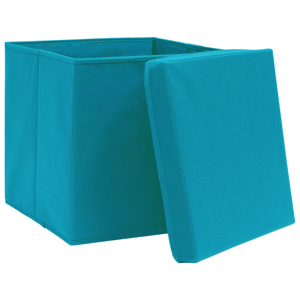 Vidaxl -Speicherboxen mit Deckel 10 ST 28x28x28 cm Baby Blau